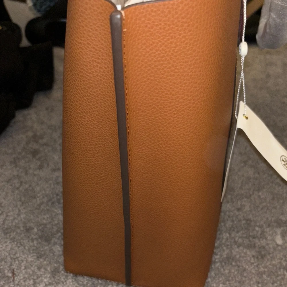 Tory Burch Brown Leather Tote Bag with Multicolor Straps